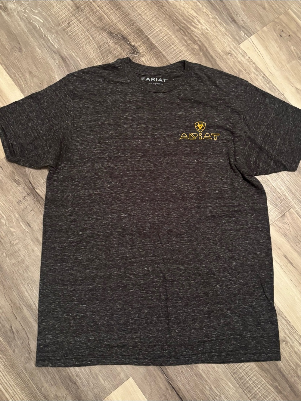 Ariat Short-Sleeve Heather Charcoal Tee with Yellow Logo